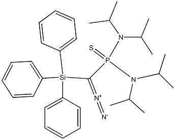 Diazo[bis(diisopropylamino)phosphinothioyl](triphenylsilyl)methane Struktur