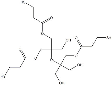 Bis(3-mercaptopropanoic acid)[2,2,4-tris(hydroxymethyl)-4-[(3-mercapto-1-oxopropoxy)methyl]-3-oxapentane]-1,5-diyl ester Struktur