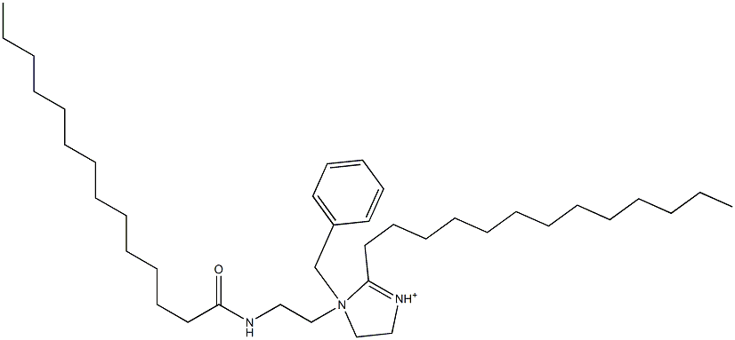 4,5-Dihydro-1-[2-[(1-oxotetradecyl)amino]ethyl]-1-(phenylmethyl)-2-tridecylimidazolium Struktur