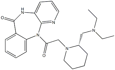 5,11-Dihydro-11-[[(2S)-2-[(diethylamino)methyl]-1-piperidinyl]acetyl]-6H-pyrido[2,3-b][1,4]benzodiazepin-6-one Struktur