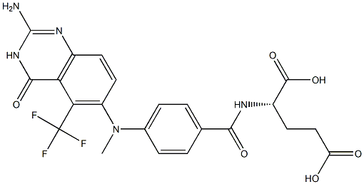 N-[4-[[(2-Amino-4-oxo-5-trifluoromethyl-3,4-dihydroquinazolin)-6-yl]methylamino]benzoyl]-L-glutamic acid Struktur