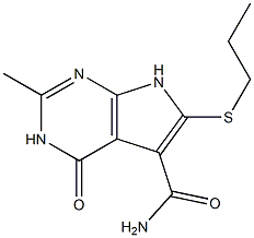 2-Methyl-6-(propylthio)-4-oxo-3,4-dihydro-7H-pyrrolo[2,3-d]pyrimidine-5-carboxamide Struktur