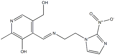 5-Hydroxy-6-methyl-4-[[[2-(2-nitro-1-imidazolyl)ethyl]imino]methyl]-3-pyridinemethanol Struktur