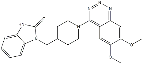 4-[4-[[(1,3-Dihydro-2-oxo-2H-benzimidazol)-1-yl]methyl]piperidino]-6,7-dimethoxy-1,2,3-benzotriazine Struktur