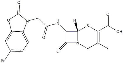 7-[[[(2,3-Dihydro-2-oxo-6-bromobenzoxazol)-3-yl]acetyl]amino]-3-methylcepham-3-ene-4-carboxylic acid Struktur