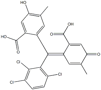 2-[(2-Carboxy-4-oxo-5-methyl-2,5-cyclohexadien-1-ylidene)(2,3,6-trichlorophenyl)methyl]-4-methyl-5-hydroxybenzoic acid Struktur