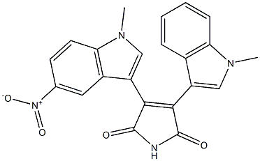 3-(5-Nitro-1-methyl-1H-indol-3-yl)-4-(1-methyl-1H-indol-3-yl)-1H-pyrrole-2,5-dione Struktur