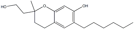 3,4-Dihydro-7-hydroxy-6-hexyl-2-methyl-2H-1-benzopyran-2-ethanol Struktur