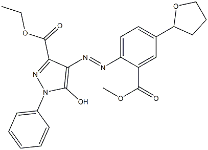 5-Hydroxy-4-[4-(oxolan-2-yl)methoxycarbonylphenylazo]-1-phenyl-1H-pyrazole-3-carboxylic acid ethyl ester Struktur