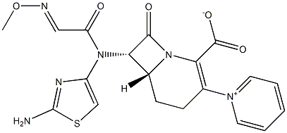 (6R,7S)-7-[(2-Aminothiazol-4-yl)(methoxyimino)acetylamino]-8-oxo-3-[(pyridin-1-ium)-1-yl]-1-azabicyclo[4.2.0]oct-2-ene-2-carboxylate Struktur