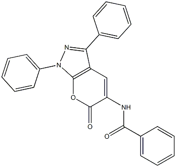 N-(1,3-Diphenyl-6-oxo-6H-pyrano[2,3-c]pyrazol-5-yl)benzamide Struktur