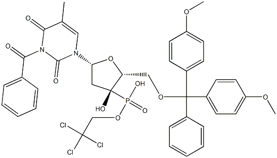 5'-O-[Bis(4-methoxyphenyl)(phenyl)methyl]-3-benzoylthymidine 3'-phosphonic acid (2,2,2-trichloroethyl) ester Struktur