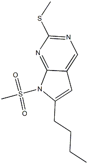 6-Butyl-7-(methylsulfonyl)-2-(methylthio)-7H-pyrrolo[2,3-d]pyrimidine Struktur