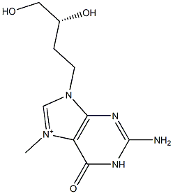 2-Amino-9-[(3R)-3,4-dihydroxybutyl]-7-methyl-1,9-dihydro-6-oxo-6H-purin-7-ium Struktur