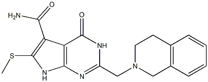 2-[[(1,2,3,4-Tetrahydroisoquinolin)-2-yl]methyl]-6-(methylthio)-4-oxo-3,4-dihydro-7H-pyrrolo[2,3-d]pyrimidine-5-carboxamide Struktur