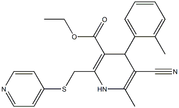 5-Cyano-1,4-dihydro-6-methyl-2-[(4-pyridinylthio)methyl]-4-(2-methylphenyl)pyridine-3-carboxylic acid ethyl ester Struktur