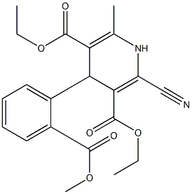 4-(2-Methoxycarbonylphenyl)-2-cyano-6-methyl-1,4-dihydropyridine-3,5-dicarboxylic acid diethyl ester Struktur