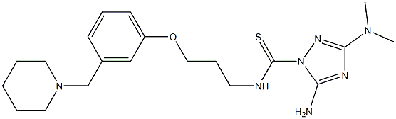 5-Amino-3-(dimethylamino)-N-[3-[3-(piperidinomethyl)phenoxy]propyl]-1H-1,2,4-triazole-1-carbothioamide Struktur