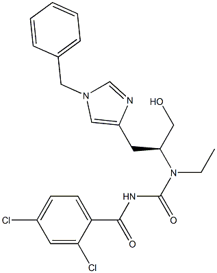 N-[(S)-2-(1-Benzyl-1H-imidazol-4-yl)1-hydroxymethylethyl]-N-ethyl-N'-(2,4-dichlorobenzoyl)urea Struktur