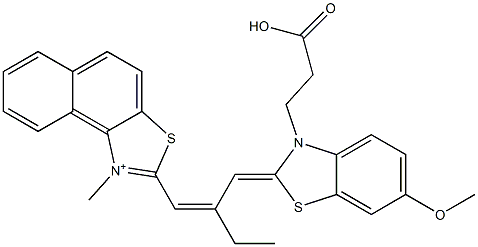 2-[2-[[3-(2-Carboxyethyl)-6-methoxybenzothiazol-2(3H)-ylidene]methyl]-1-butenyl]-1-methylnaphtho[1,2-d]thiazol-1-ium Struktur