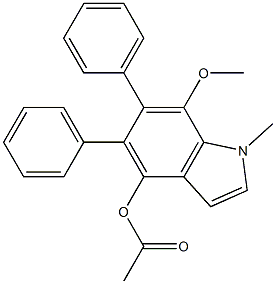 4-Acetoxy-5-phenyl-6-phenyl-7-methoxy-1-methyl-1H-indole Struktur