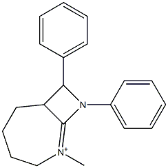 2-Methyl-8,9-diphenyl-2-azonia-9-azabicyclo[5.2.0]non-1-ene Struktur