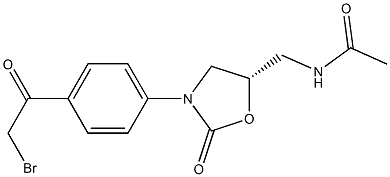 (5S)-5-Acetylaminomethyl-3-[4-bromoacetylphenyl]oxazolidin-2-one Struktur