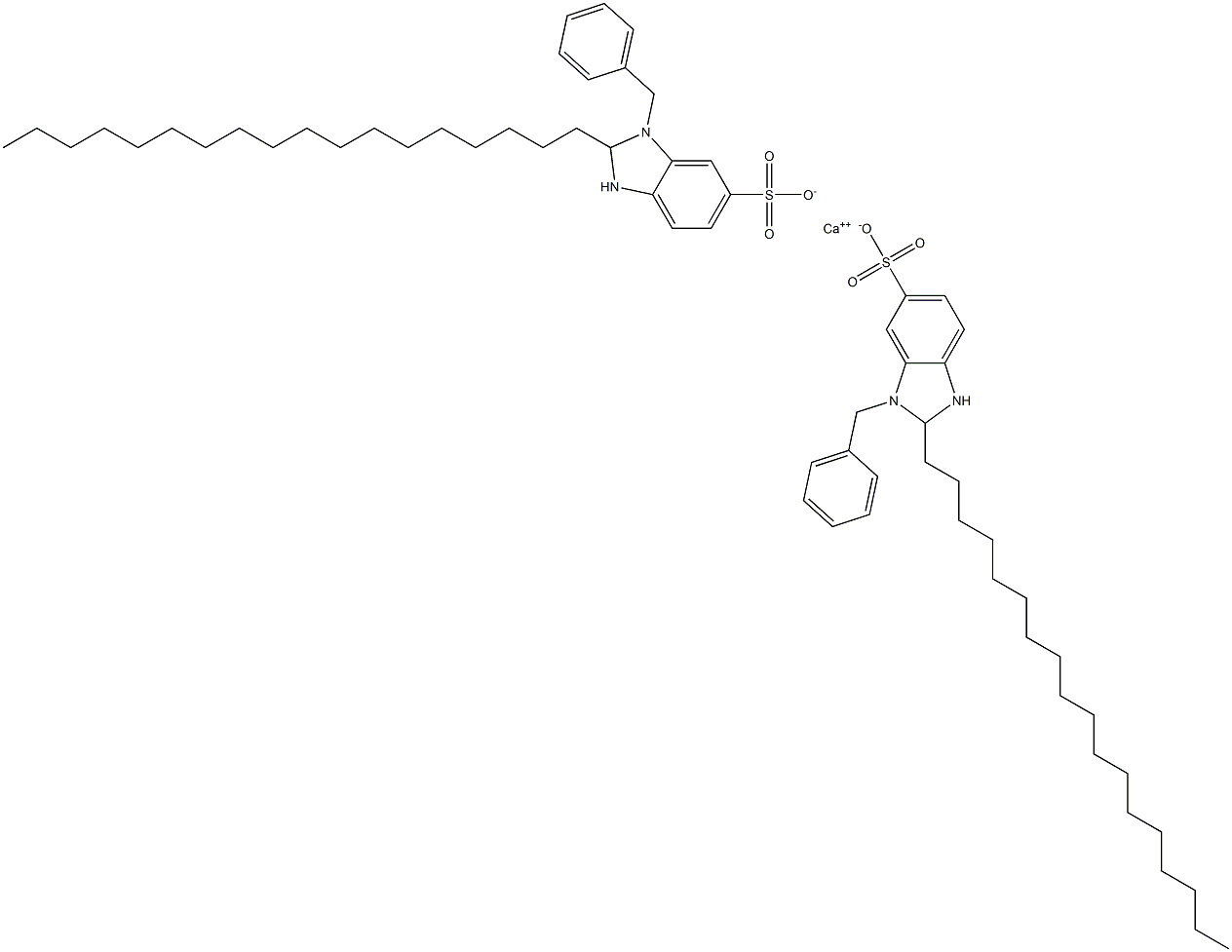 Bis(1-benzyl-2,3-dihydro-2-octadecyl-1H-benzimidazole-6-sulfonic acid)calcium salt Struktur