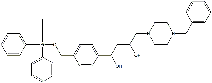 4-(4-benzylpiperazin-1-yl)-1-(4-((tert-butyldiphenylsilyloxy)methyl)phenyl)butane-1,3-diol Struktur