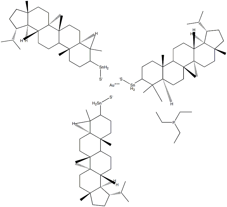 triethylphosphine goldlupinylsulfide Struktur