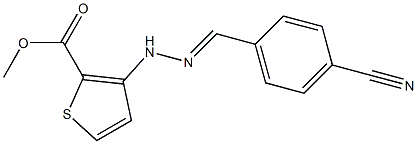 methyl 3-[2-(4-cyanobenzylidene)hydrazino]thiophene-2-carboxylate Struktur