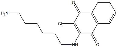 2-[(6-aminohexyl)amino]-3-chloro-1,4-dihydronaphthalene-1,4-dione Struktur