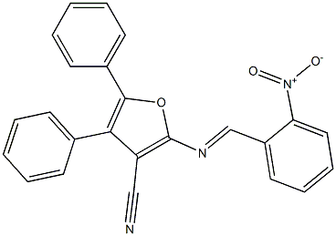 2-{[(2-nitrophenyl)methylene]amino}-4,5-diphenyl-3-furonitrile Struktur