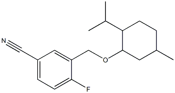 4-fluoro-3-({[5-methyl-2-(propan-2-yl)cyclohexyl]oxy}methyl)benzonitrile Struktur