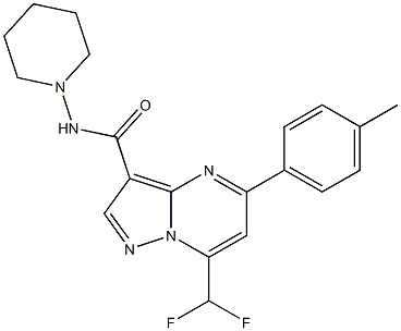 7-(difluoromethyl)-5-(4-methylphenyl)-N-(1-piperidinyl)pyrazolo[1,5-a]pyrimidine-3-carboxamide Struktur