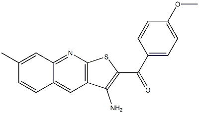 (3-amino-7-methylthieno[2,3-b]quinolin-2-yl)[4-(methyloxy)phenyl]methanone Struktur