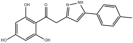 2-[5-(4-methylphenyl)-1H-pyrazol-3-yl]-1-(2,4,6-trihydroxyphenyl)ethanone Struktur