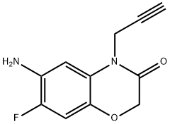 2H-1,4-Benzoxazin-3(4H)-one, 6-amino-7-fluoro-4-(2-propynyl)- Struktur