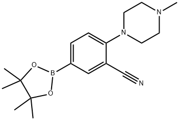 2-(4-methylpiperazin-1-yl)-5-(4,4,5,5-tetramethyl-1,3,2-dioxaborolan-2-yl)benzonitrile Struktur