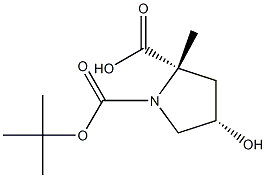 (2S,4S)-1-(tert-butoxycarbonyl)-4-hydroxy-2-methylpyrrolidine-2-carboxylic acid Struktur