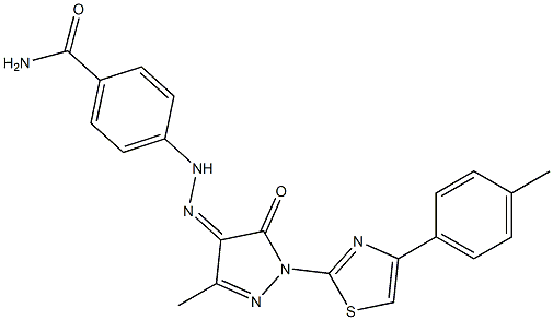 4-(2-{3-methyl-1-[4-(4-methylphenyl)-1,3-thiazol-2-yl]-5-oxo-1,5-dihydro-4H-pyrazol-4-ylidene}hydrazino)benzamide Struktur