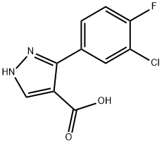 3-(3-chloro-4-fluorophenyl)-1H-pyrazole-4-carboxylic acid Struktur