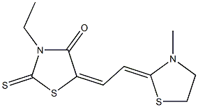 3-ethyl-5-[2-(3-methyl-1,3-thiazolidin-2-ylidene)ethylidene]-2-thioxo-1,3-thiazolidin-4-one Struktur