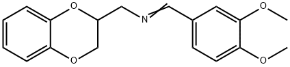 N-(2,3-dihydro-1,4-benzodioxin-2-ylmethyl)-N-(3,4-dimethoxybenzylidene)amine Struktur