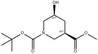 1-(tert-butyl) 3-methyl (3S,5R)-5-hydroxypiperidine-1,3-dicarboxylate Struktur