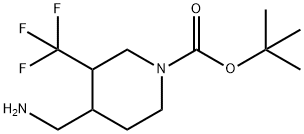 4-Aminomethyl-3-trifluoromethyl-piperidine-1-carboxylic acid tert-butyl ester Struktur