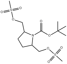 tert-butyl 2,5-bis(((methylsulfonyl)oxy)methyl)pyrrolidine-1-carboxylate Struktur