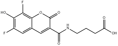 4-[[(6,8-Difluoro-7-hydroxy-2-oxo-2H-1-benzopyran-3-yl)carbonyl]amino]butanoic acid Struktur