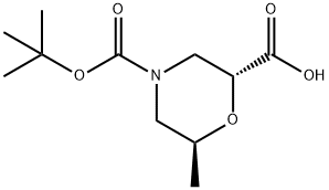 (2R,6S)-4-(tert-butoxycarbonyl)-6-methylmorpholine-2-carboxylic acid Struktur