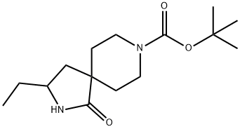 tert-Butyl 3-ethyl-1-oxo-2,8-diazaspiro[4.5]decane-8-carboxylate Struktur